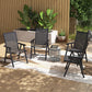 4-Piece Folding Chair Set for Relaxing on Patio Balcony Garden, Comfortable Outdoor Furniture with Armrests, Black