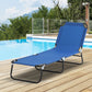 Outdoor Folding Lounge Chair, Steel Tanning Chair with Reclining Back, Breathable Mesh for Beach, Yard, Patio, Blue
