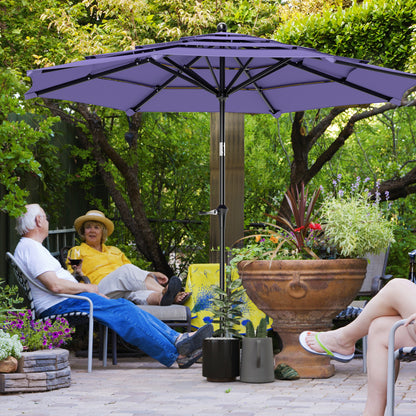 10.7FT Purple Patio Umbrella with 8 Ribs & Push Button Tilt
