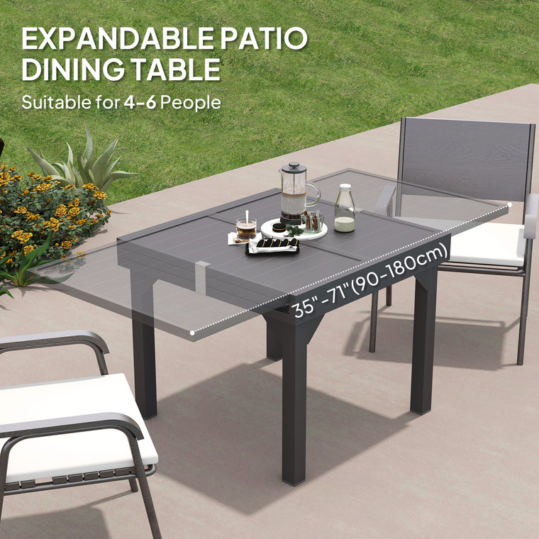 35"-71" Extendable Aluminum Dining Table, Slatted Top