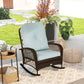 Outdoor Wicker Rattan Rocking Chair Patio Rocker with Thick Cushions for Garden Backyard Porch, Light Green