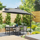 118.1" Patio Offset Umbrella with Cover and Wind Protection Strap,with Crank Handle and Tilt, UPF50+, Grey
