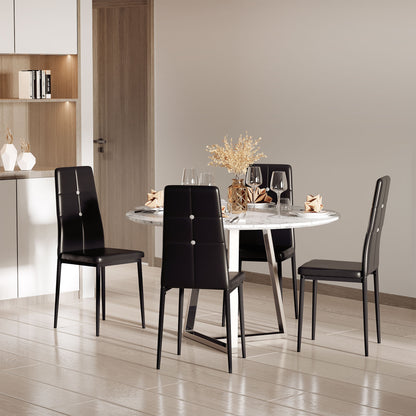 Set of 4 Tufted High-Back Dining Chairs