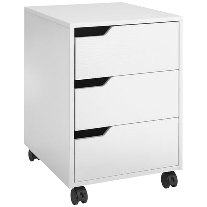 3-Drawer Mobile Filing Cabinet with Wheels - White