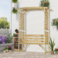 Natural Wood Garden Arch with 2-Person Bench