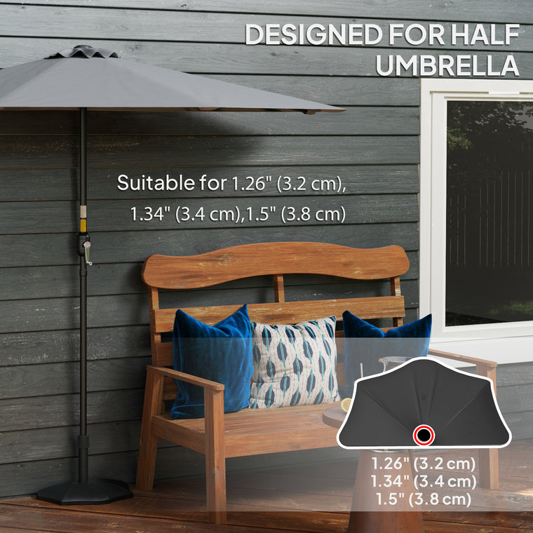 28 lb Black Concrete Half Umbrella Base for 1.26-1.5" Poles