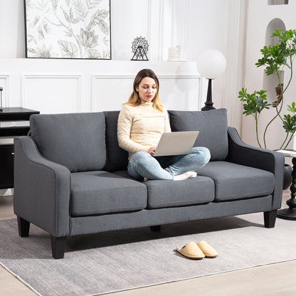 3-Seater Linen Sofa with Pocket Spring