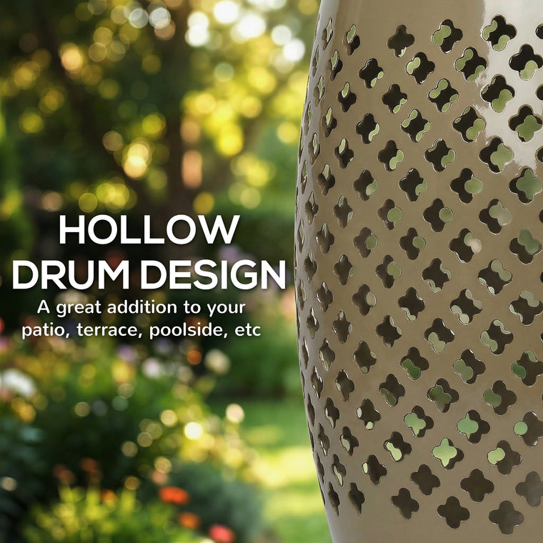 12.4" Steel Round Drum End Table