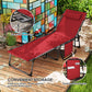 Folding Lounge Chair, Outdoor Chaise Lounge Tanning Chair with Adjustable Back, Side Table, Headrest, Black