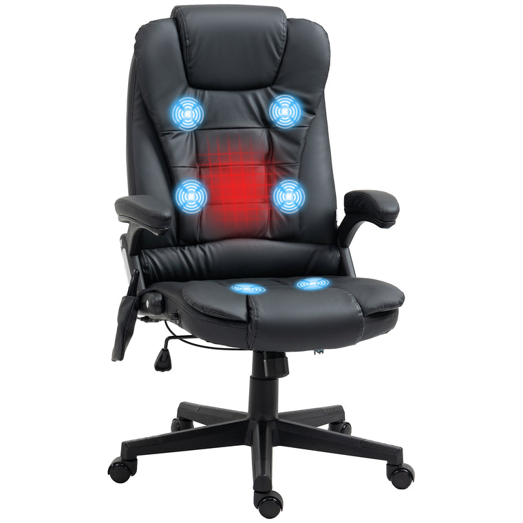 Executive Heated Massage Office Chair, Reclining - Black