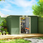 9' x 4' Garden Metal Storage Shed Outdoor Equipment Tool Box with Foundation Kit, Ventilation & Doors, Light Green