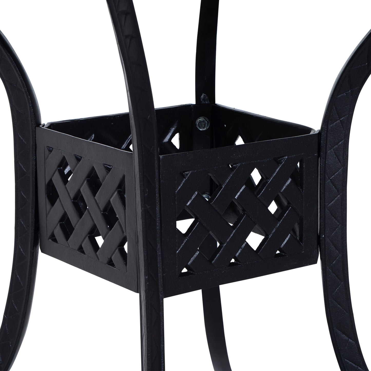 36" Patio Dining Table, Outdoor Bistro Table with 2" Umbrella Hole, Cast Aluminum Frame, For Garden, Balcony, Black