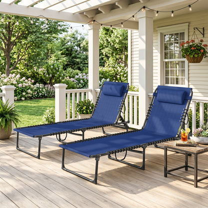 Set of 2 Adjustable Chaise Lounge Chairs with Headrest