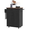Rolling Kitchen Island Cart with Wood Top - Distressed Black