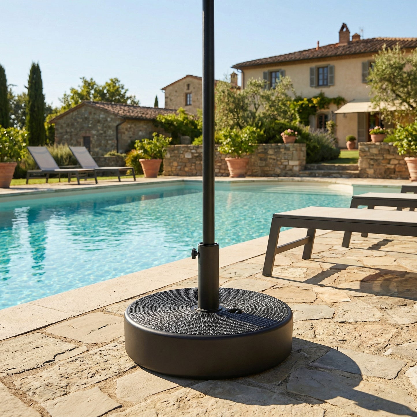 Black Fillable Patio Umbrella Base for 1.5"/1.9" Poles