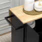 Rolling Kitchen Cart on Wheels with Drop Leaf, Kitchen Island with 3 Drawers, Solid Wood Top and Towel Rack, Black