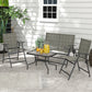 Outdoor 4 Pieces Patio Furniture Set, Garden Set with Two Foldable Armchairs, a Loveseat & Glass Top Table, Mixed Grey