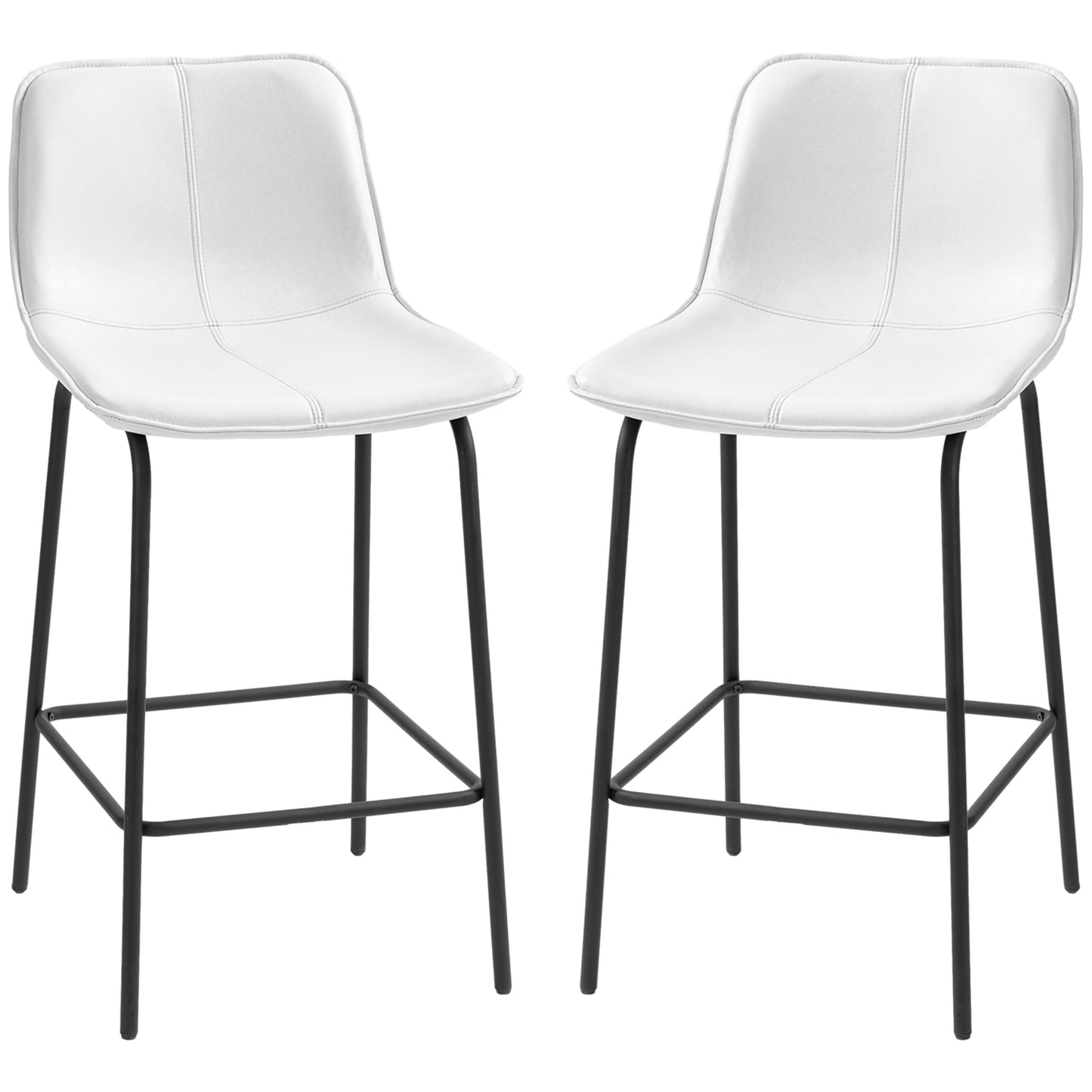 Bar Stools Set of 2, Upholstered Counter Height Bar Chairs, Kitchen Stools with Steel Legs