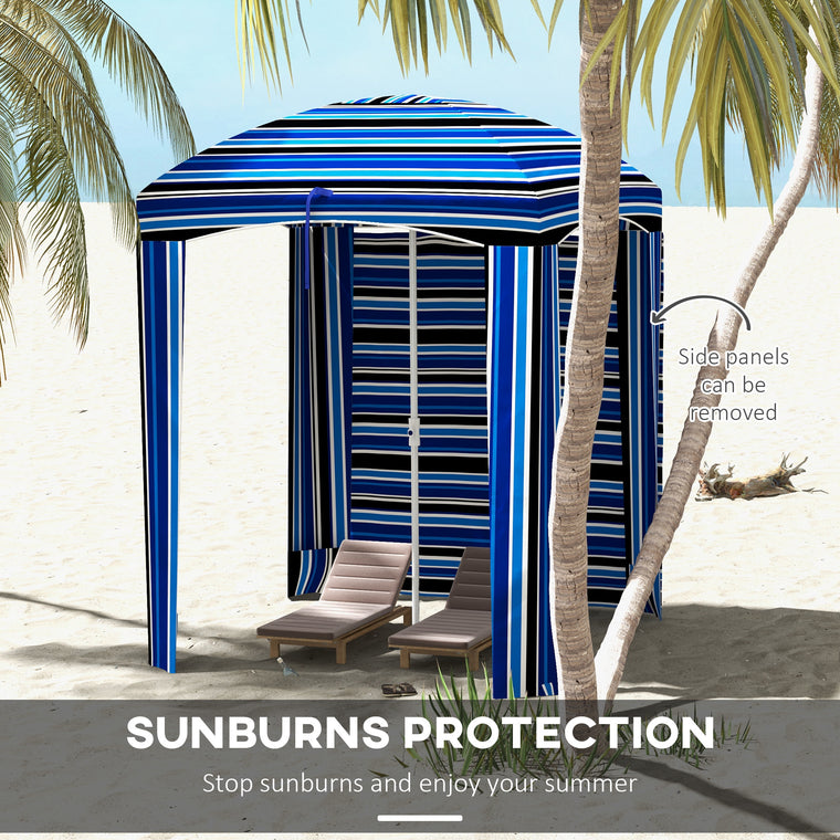 70.1" x 70.1" Blue Stripe Cabana Umbrella with Walls