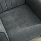 Fabric Armchair, Modern Accent Chair with Wood Legs for Living Room, Bedroom, Home Office, Dark Grey