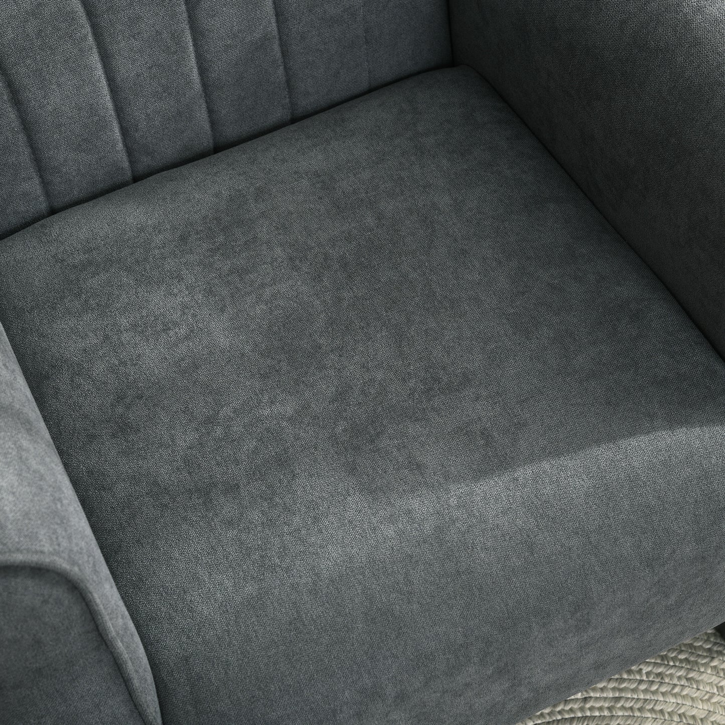 Fabric Armchair, Modern Accent Chair with Wood Legs for Living Room, Bedroom, Home Office, Dark Grey