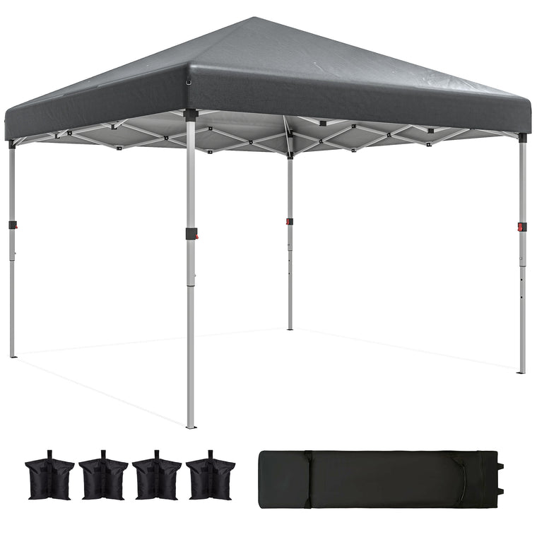 10' x 10' Grey Pop-Up Canopy with Height-Adjustable Frame