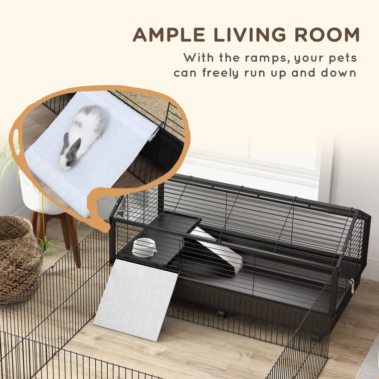 Guinea Pig Cage with Foldable Playpen & Water Bottle