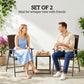 Outdoor Wicker Dining Chair Set of 2, 2 Pieces Rattan Foldable Chair with Steel Frame for Garden, Backyard, Porch, Brown