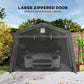 Portable Garage, Heavy Duty Carport Canopy with Ventilation Windows and Large Roll-up Door, Dark Grey