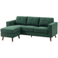Sectional Sofa with Changeable Chaise Lounge, 3 Seat L-Shaped Sofa, Upholstered Couch for Small Space, Dark Green