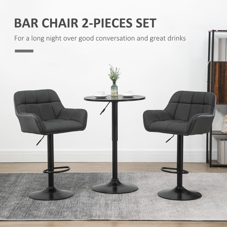 Swivel PU Leather Bar Stools Set of 2 - Black