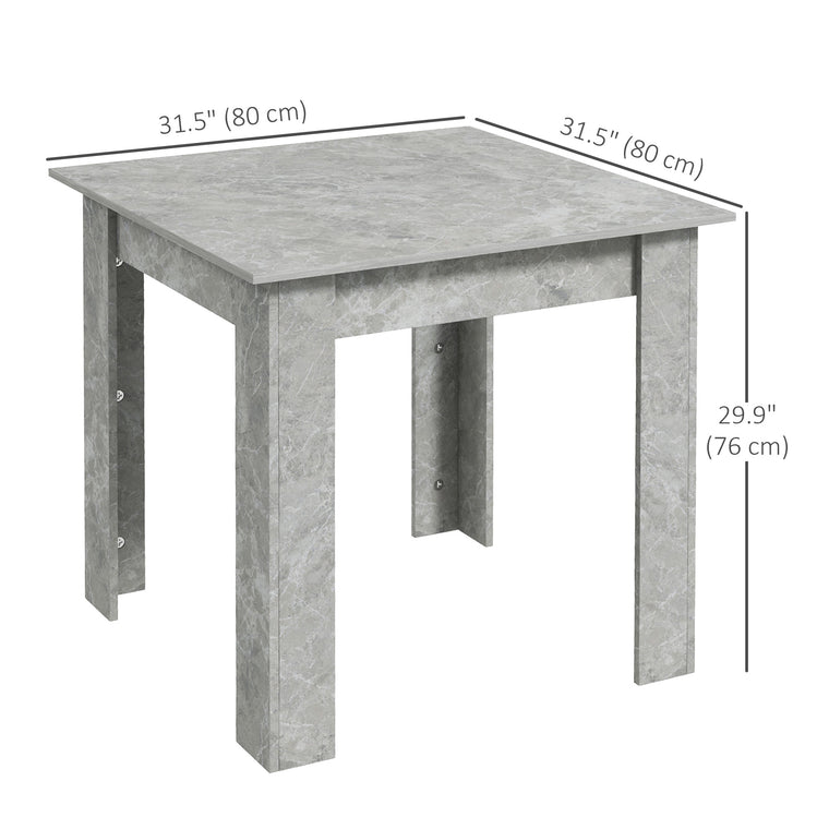 Square Dining Table with Faux Cement Top - Cement Grey
