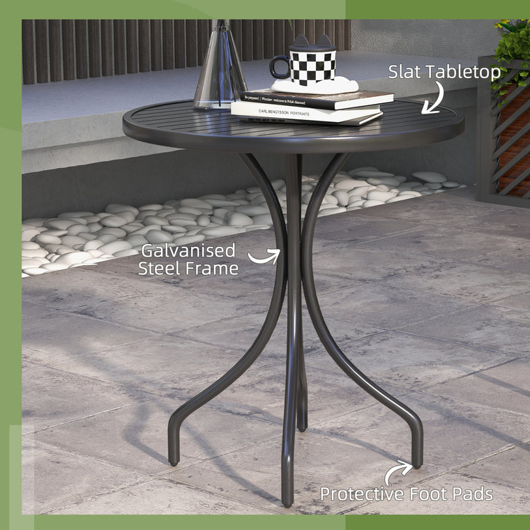 26" Round Patio Side Table with Steel Frame