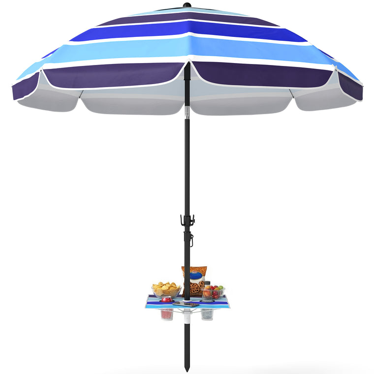 78" Multicolor Beach Umbrella with Foldable Table