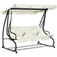 3 Seater Patio Swing Chair Convertible Cushioned Bed Outdoor Porch with Canopy and Pillow