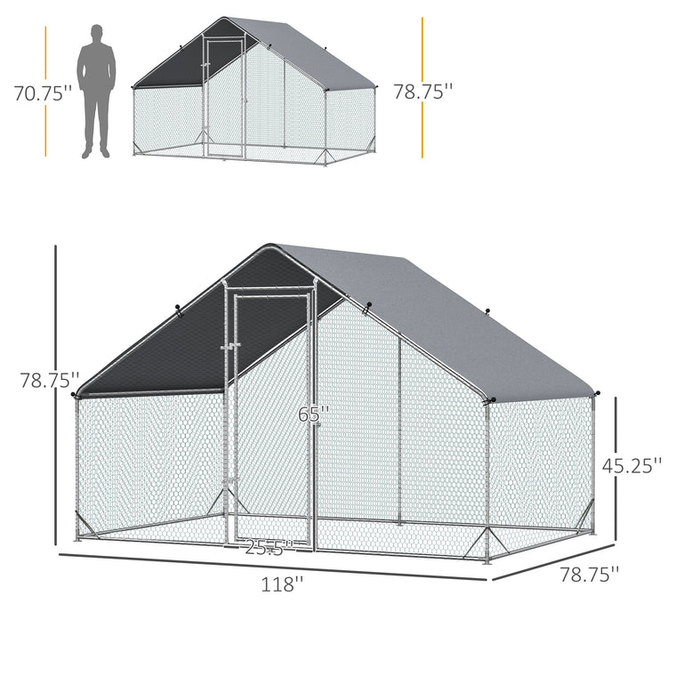 9.8' x 6.6' x 6.6' Chicken Coop Cage with Lockable Door