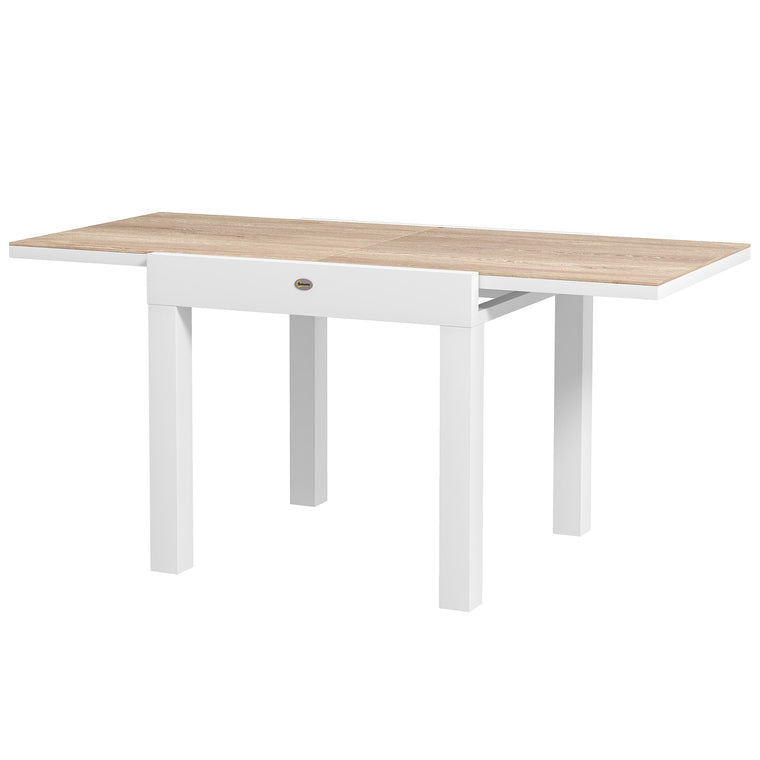 Extendable Aluminum Dining Table with Faux Wood Top