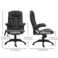 Executive Heated Massage Office Chair, High-Back Reclining Swivel Chair, Vibrating Adjustable Leather Chair, Black