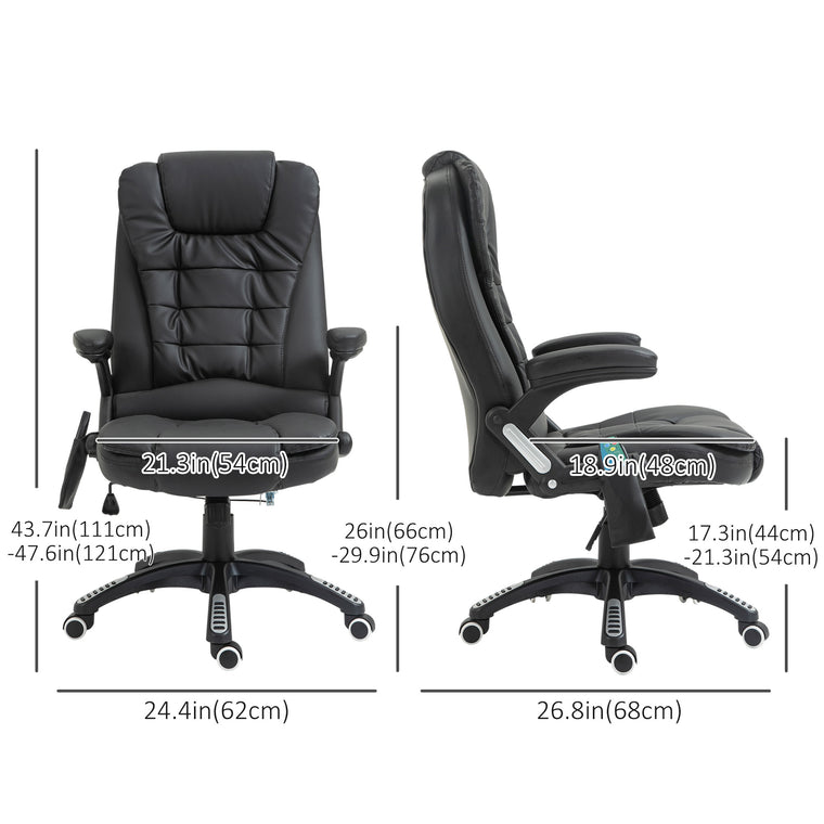 Executive Heated Massage Office Chair, Reclining - Black