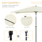 6.5x10ft Rectangle Aluminum Tilt Patio Umbrella, Garden Market Parasol, Outdoor Sunshade Canopy with Crank, Cream White
