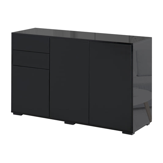 Kitchen Sideboard Coffee Bar with 2 Drawers - Black