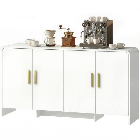 60" Sideboard TV Stand with Soft Close Doors - White Wood Grain