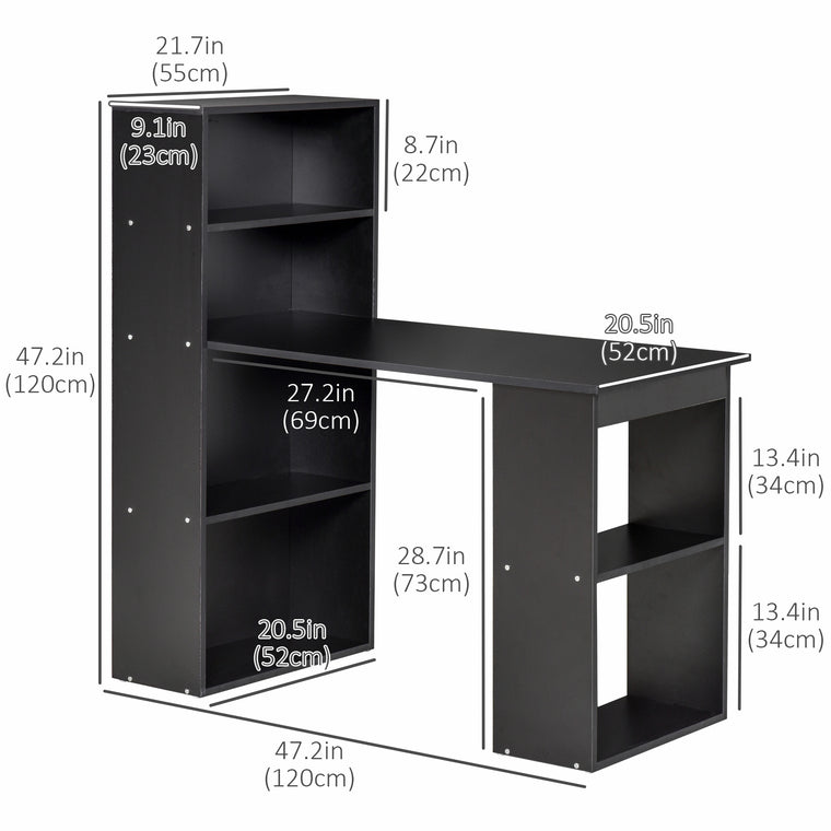 47" Computer Desk with Bookshelf