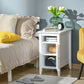Wooden 3-Tier Modern Nightstand with Pullout Shelf, Adjustable Open Shelf, and Door Cabinet, White