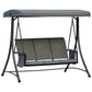 3 Person Porch Swing Outdoor Swing Chair with High Back Design, Side Pouches and Adjustable Canopy, Dark Grey