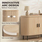 Sideboard Buffet Cabinet with Curved Tambour Doors and Storage, Natural Wood