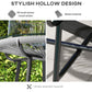 Rattan Side Table, Round Outdoor Table, with Round PE Rattan and Tempered Glass Table Top for Patio, Garden, Dark Grey