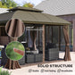 10' x 12' Hardtop Gazebo Canopy with Double Roof, Netting and Curtains for Garden, Backyard, Deck, Coffee