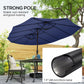 Double-sided Patio Umbrella with Base Included & 48 LED Lights 15ft Dark Blue
