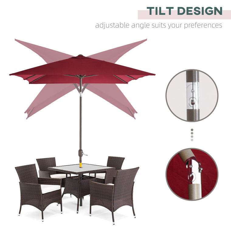 6.5x10ft Wine Red Rectangle Umbrella with Aluminum Frame